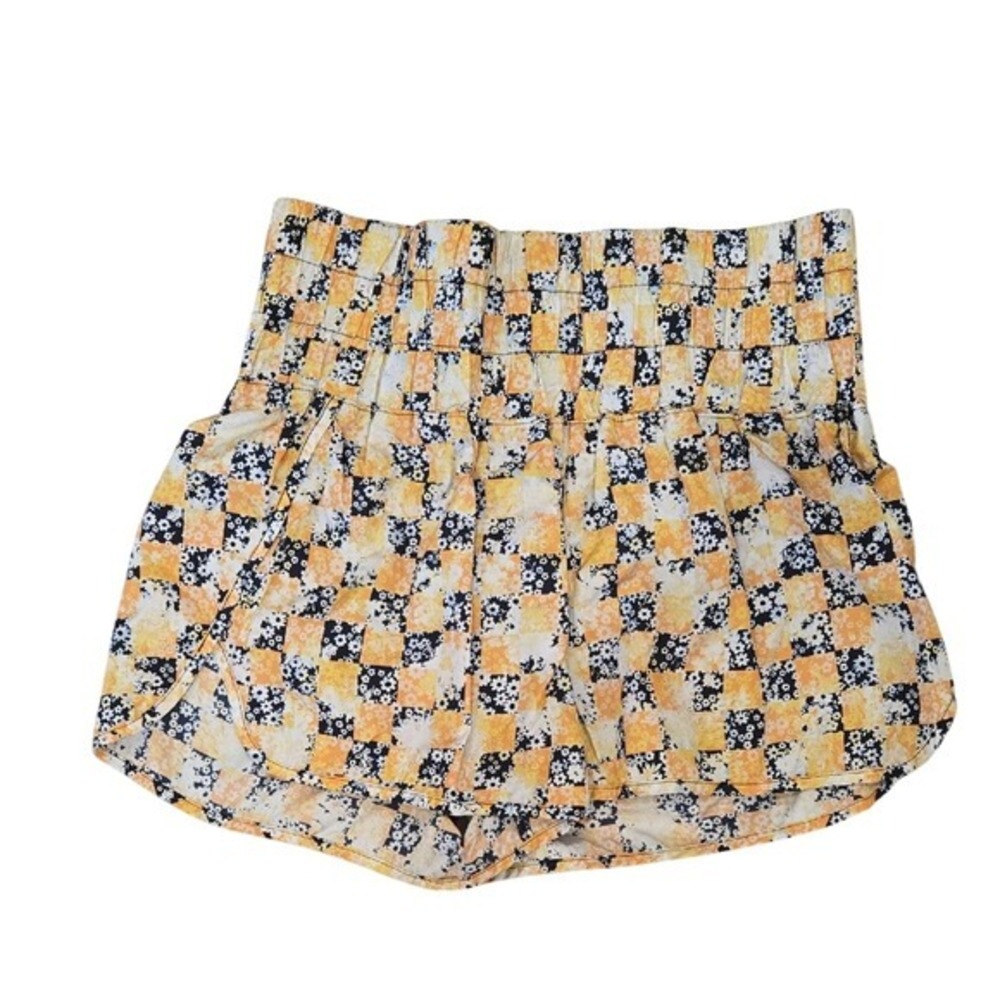 FP Movement The Way Home Shorts Floral Checkerboard Orange Black Large